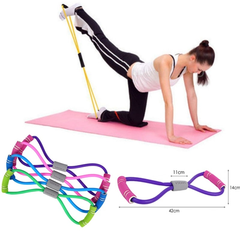 Hot Yoga Rope Workout Muscle Fitness Rubber Elastic Bands - iBay Direct